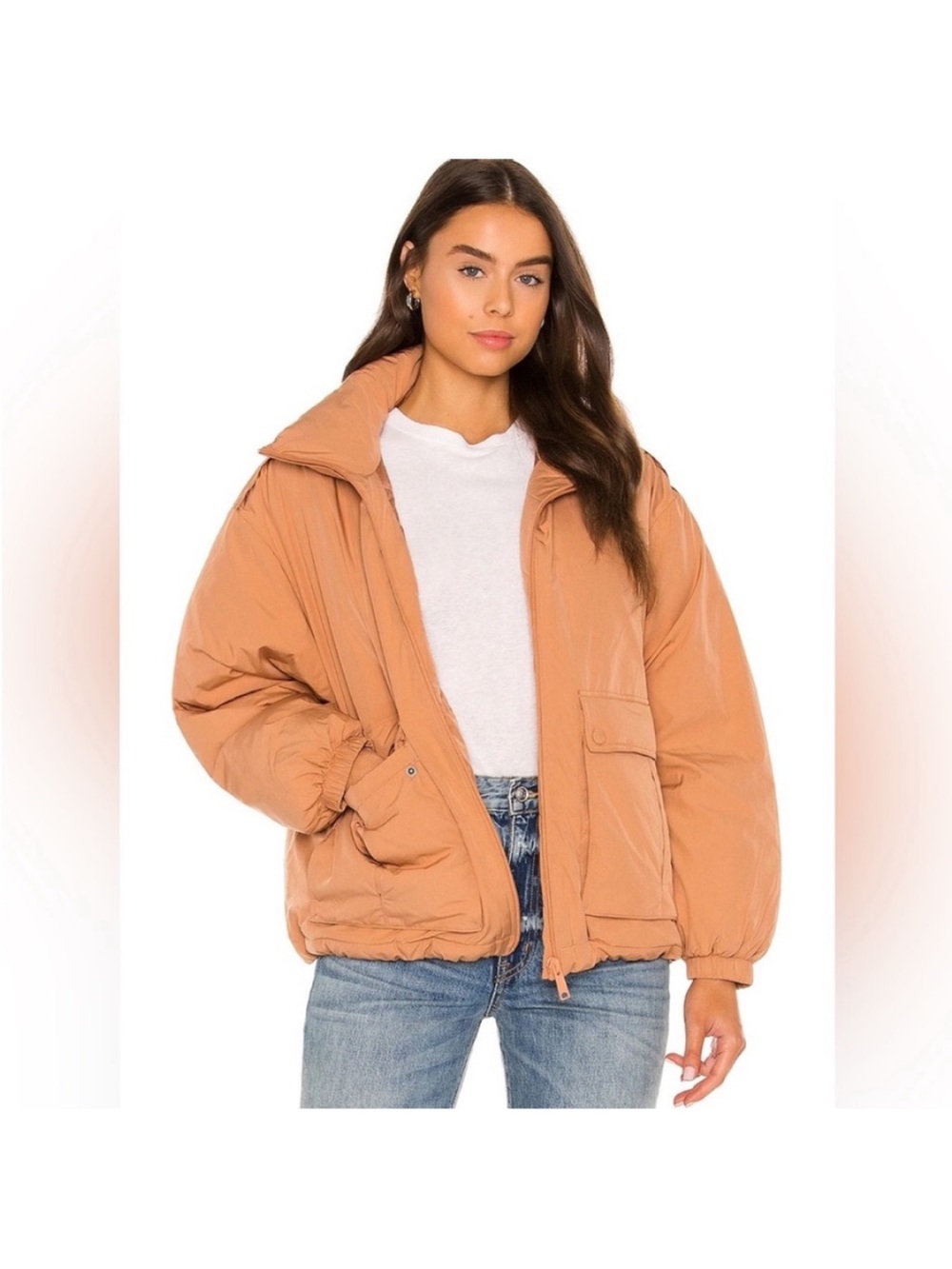 Free people Women's Oversized Puffer Jacket - Tan